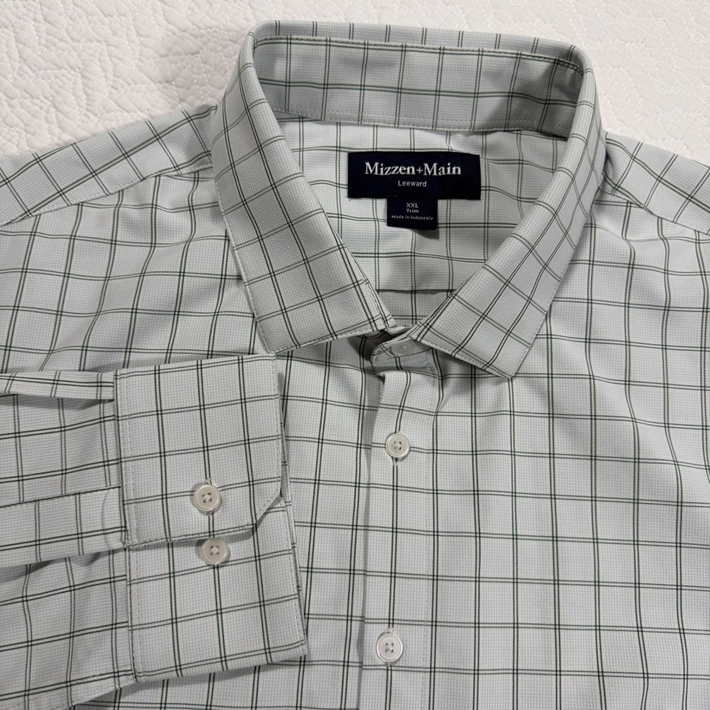 Mizzen+Main Leeward‎ Trim Fit Men's XXL Dress Shirt Gingham Check Performance LS